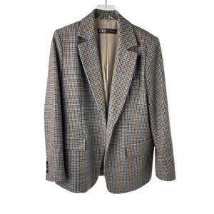 ZARA Lambs Wool Suit Blazer Houndstooth